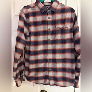 The North Face orange and Blue Checkered plaid  Shirt